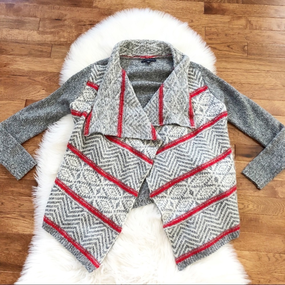 American Eagle Gray Waterfall Cardigan Sweater